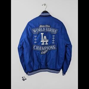 NWT JH DESIGN x DODGERS Men's Sz L Blue 7 Time World Series Champions Jacket